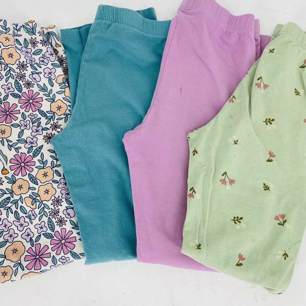Lot Of 4 Cat And Jack Girl’s Ankle Leggings Size Medium Solid & Printed Floral